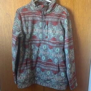 Men's Patterned Zip-Up Sweater - Red and Green